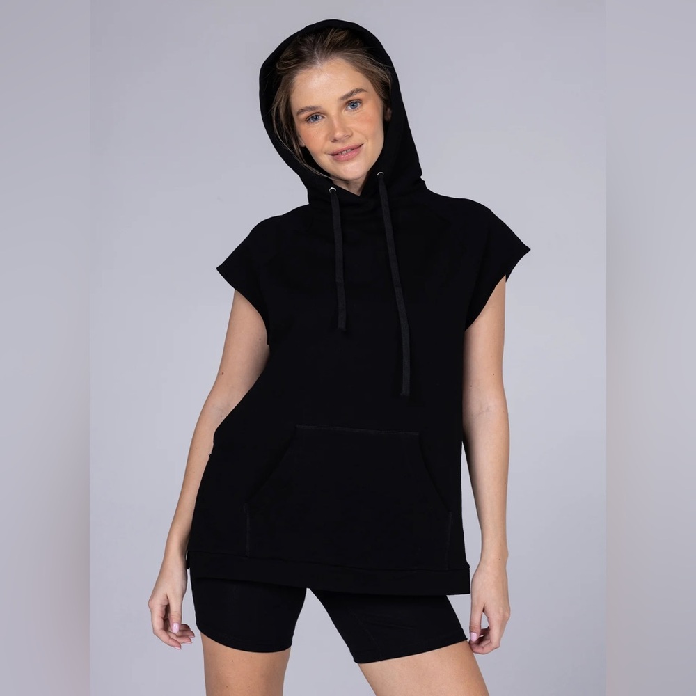 Allwear Organic‎ Cotton Black Sleeveless Hoodie 5 Large Athleisure Streetwear